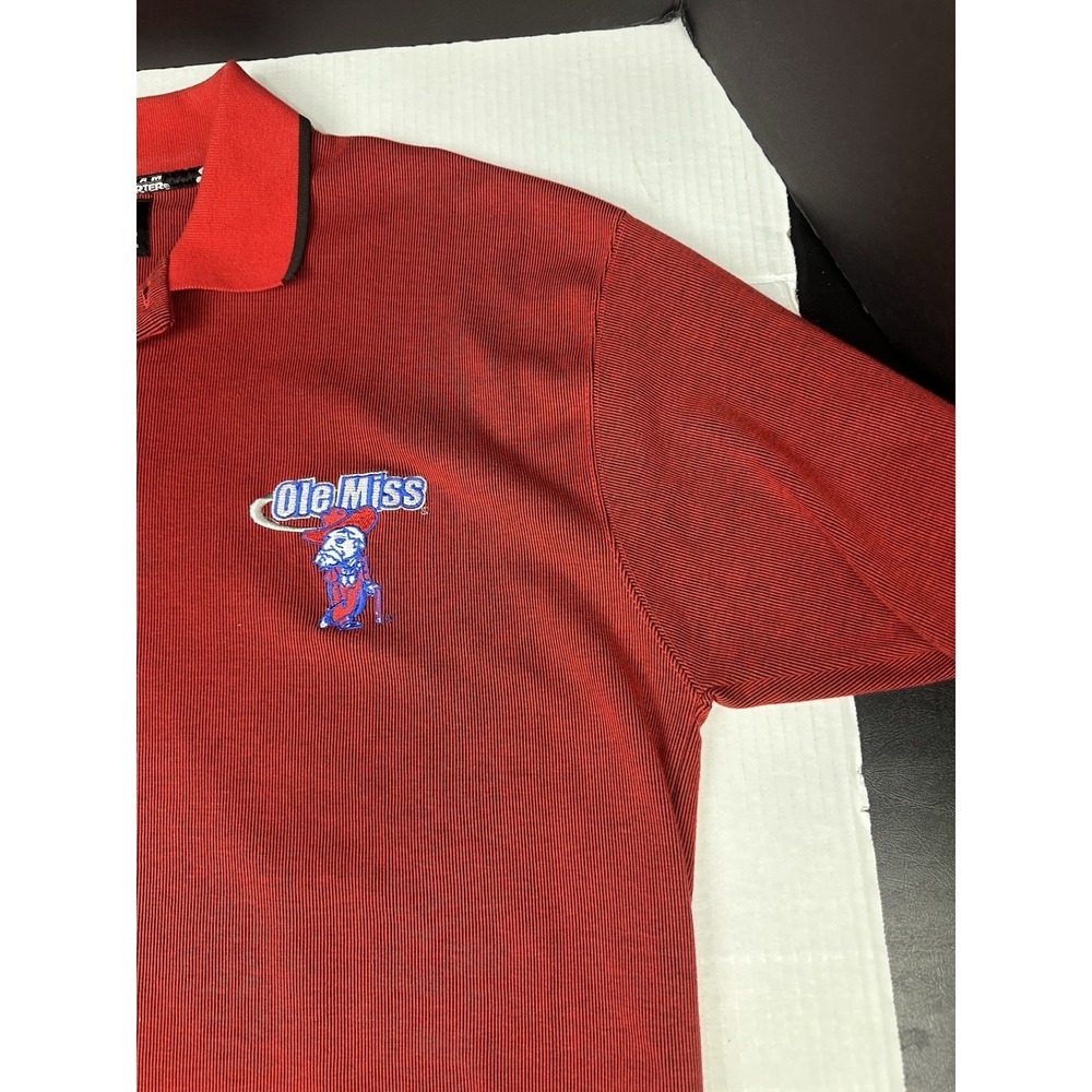 Vintage Y2K Team Starter Red Ole Miss Rebels Polo Shirt NCAA Football - Picture 2 of 8